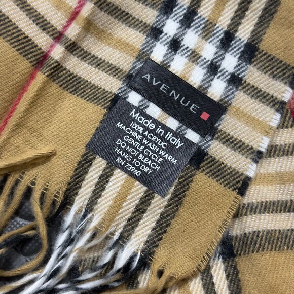 Avenue Neck Warmer Muffler & Scarf Mens Multi Checkered 100% Acrylic Fringe End - Picture 4 of 6